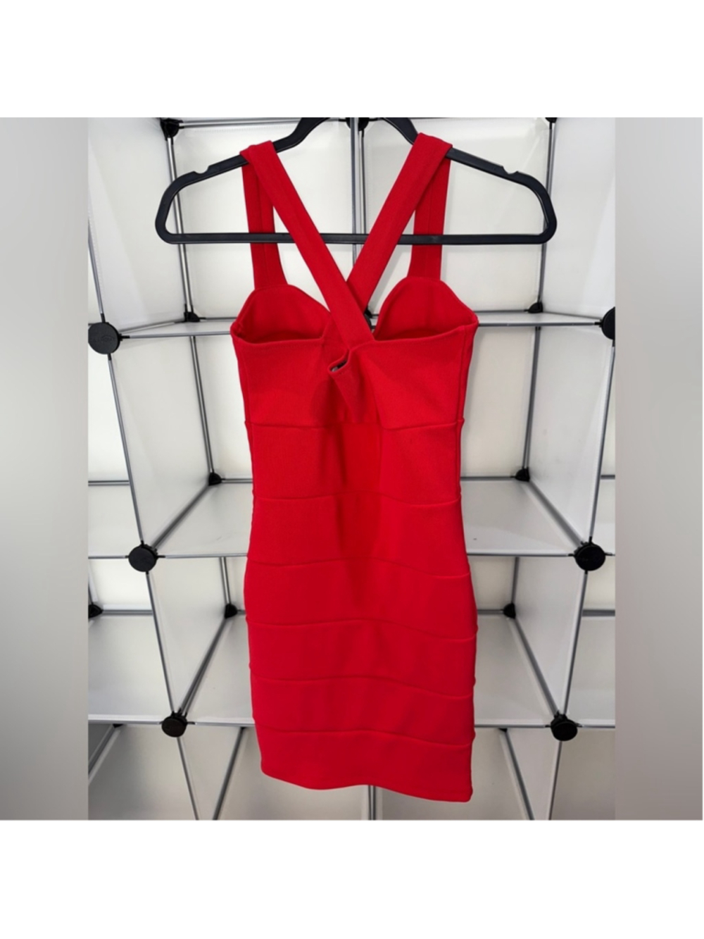 ASOS Womens Red Cross Back Corset Bodycon Dress Size 2 - Picture 8 of 10